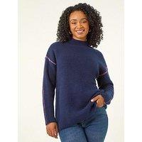 Roman Petite Contrast Stitch Jersey Jumper - Navy