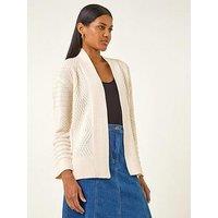 Roman Textured Knit Cardigan - White