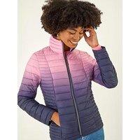 Roman Ombre Funnel Neck Padded Coat - Purple