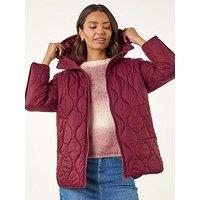 Roman Quilted Hooded Coat - Red