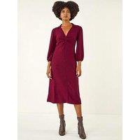 Roman Textured Collared Twist Front Dress - Red