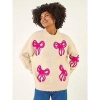 Roman Soft Bow Knit Jumper - White