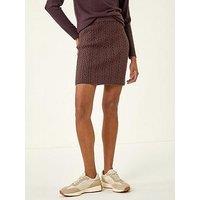 Roman Cable Knitted Elastic Waist Skirt - Brown