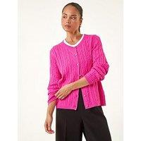 Roman Petite Cable Knitted Cardigan - Pink