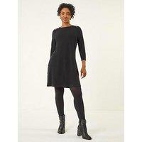 Roman Petite Buttoned Stretch Dress - Black