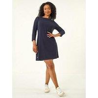 Roman Petite Buttoned Stretch Dress - Navy