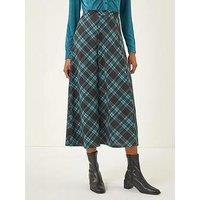 Roman Panelled Check Midi Skirt - Blue