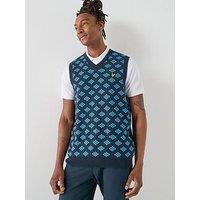 Lyle & Scott Golf Mens V Neck Cotton Argyle Vest - Navy