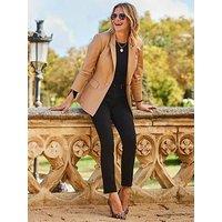 Sosandar Tan Premium Faux Leather Blazer