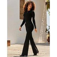 Sosandar Contour Waist Kick Flare Jeans - Black