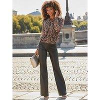 Sosandar Faux Leather Bootcut Trousers - Black