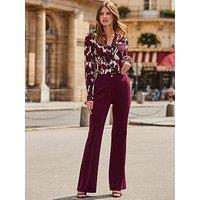 Sosandar Burgundy Kick Flare Trouser - Red