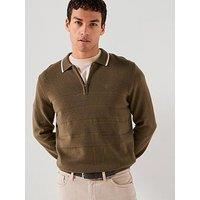 Barbour Fenhill Long Sleeve Knitted Polo Shirt - Khaki