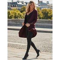 Sosandar Burgundy Longline Belted Cardigan - Red