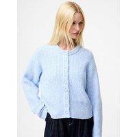 French Connection Ribbed Knit Long Sleeve Button-Up Cardigan - Blue