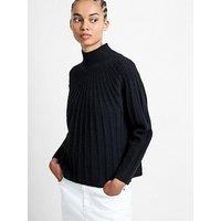 French Connection High Neck Relaxed Knit Jumper With Wool - Black