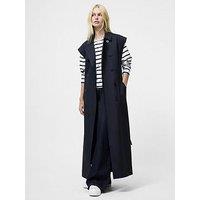 French Connection Sleeveless Double Breasted Belted Trench Coat - Navy