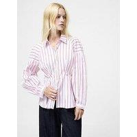 French Connection Cotton Striped Long Sleeve Button-Up Fitted Tailored Shirt - Multi
