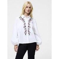 French Connection Cotton Embellished Long Sleeve Elastic Cuffs Button-Up Shirt - Multi