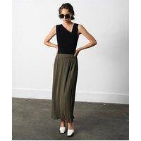 French Connection Plisse Pleated Elasticated Midi Skirt - Green