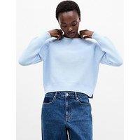 French Connection Cotton Ribbed Crew Neck Knit Jumper - Blue