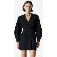 French Connection Twill Wrap Dress With Waist Tie - Black