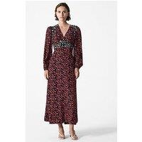 French Connection Floral Chiffon Midi Dress With Tiered Skirt - Multi