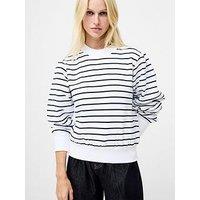 French Connection Cotton Blend Striped High Neck Long Sleeve Sweatshirt - Multi