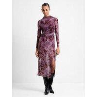 French Connection Slim Fit Mesh Long Sleeve Dress - Multi