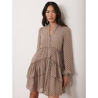 Mint Velvet Jacquard Mini Dress - Nude Beige