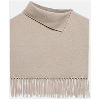 Mint Velvet Neutral Fringe Poncho - Brown