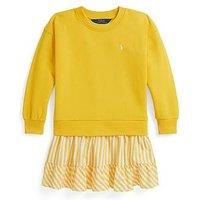 Polo Ralph Lauren Younger Girls Frill Hem Sweatshirt Dress - Yellow