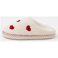 Accessorize Heart Teddy Mule Slippers - Cream