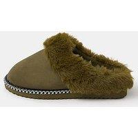 Accessorize Khaki Stitch Mule - Green