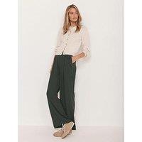 Mint Velvet Khaki Wide Mensy Trouser - Green