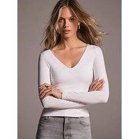 Mint Velvet V Neck Layering Top - White