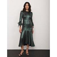 Mint Velvet Metallic Teal Midi Dress - Green