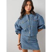 The Very Collection Denim Jacquard Top Co-Ord - Dark Wash