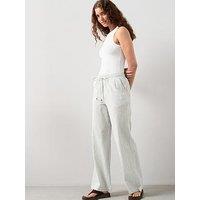 The Very Collection Textured Wide Leg Trouser - Green Stripe