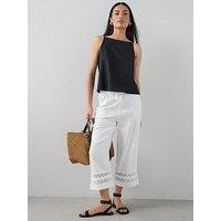 The Very Collection Linen Blend Crochet Detail Trouser - White