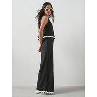 The Very Collection Linen Blend Rik Rak Trouser Co-Ord - Black