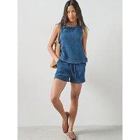 The Very Collection Indigo Crinkle Short Co-Ord - Blue