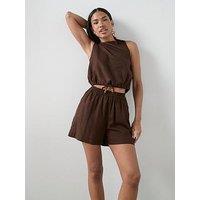 The Very Collection Linen Shorts Co-Ord - Brown