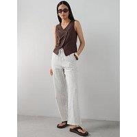 The Very Collection Linen Blend Straight Leg Trousers - Stripe