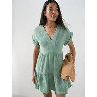 The Very Collection Tiered Mini Dress - Khaki