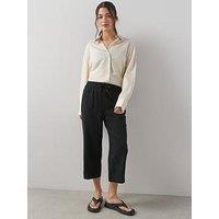 The Very Collection Linen Blend Cropped Trouser - Black