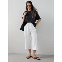 The Very Collection Linen Blend Cropped Trousers - White