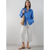 The Very Collection Linen Blend Cropped Trouser - Stripe