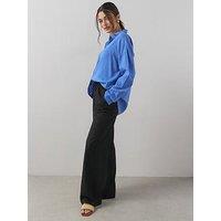The Very Collection Linen Blend Wide Leg Trouser - Black