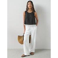The Very Collection Linen Blend Wide Leg Trouser - White